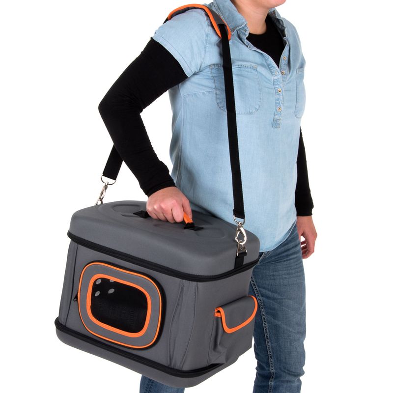 Collapsible Transport Case Grey & Orange: 42 x 32 x 30cm (L x W x H)