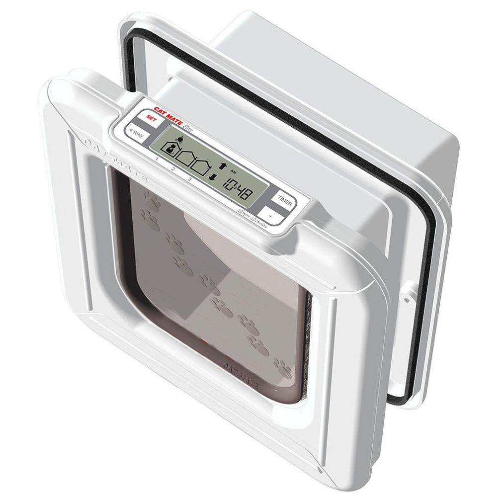 Cat Mate Elite Microchip Cat Flap with Timer Control Cat Flap (White)