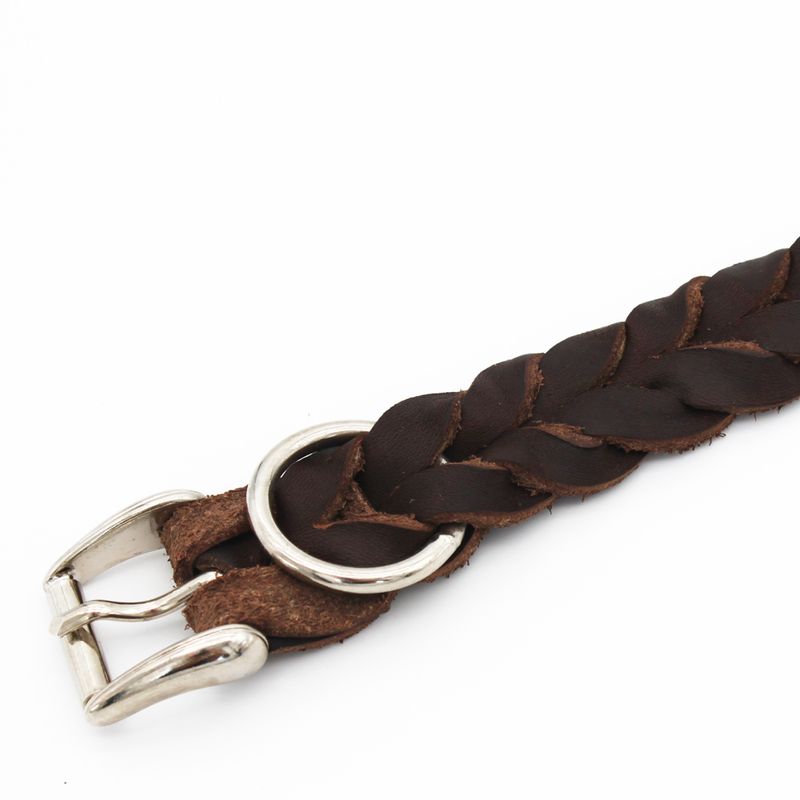 Heim Braided Leather Collar - Brown 28 - 35cm neck circumference, 25mm wide