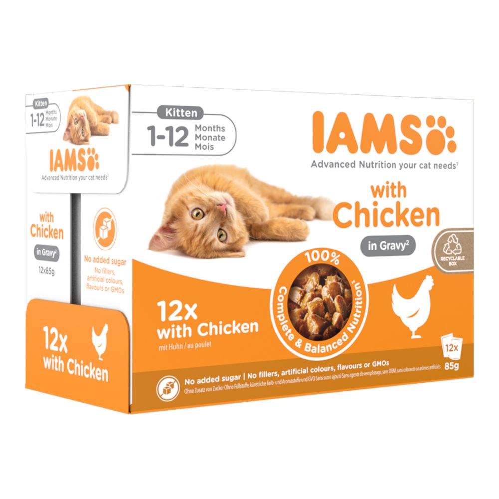 IAMS Advanced Nutrition Kitten Chicken in Sauce Chicken in Gravy (12 x 85g)