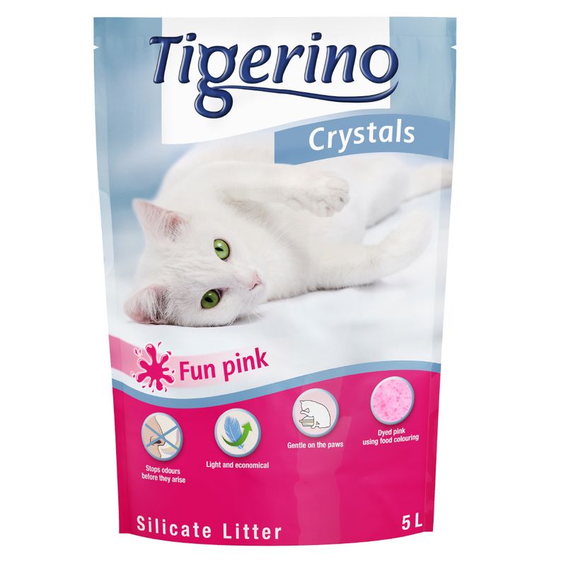Tigerino Crystals Colourful Cat Litter - Sensitive, Unscented 5l Pink