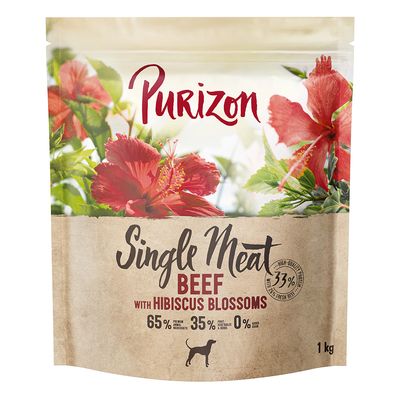 Purizon Single Meat Adult Dog - Grain-Free Beef with Hibiscus Blossoms 1kg