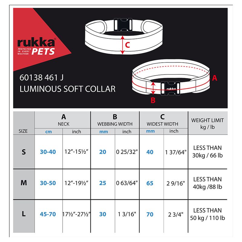 Rukka® Luminous Soft Collar Size S: 30 - 40cm x 20mm (Neck Circumference x W)