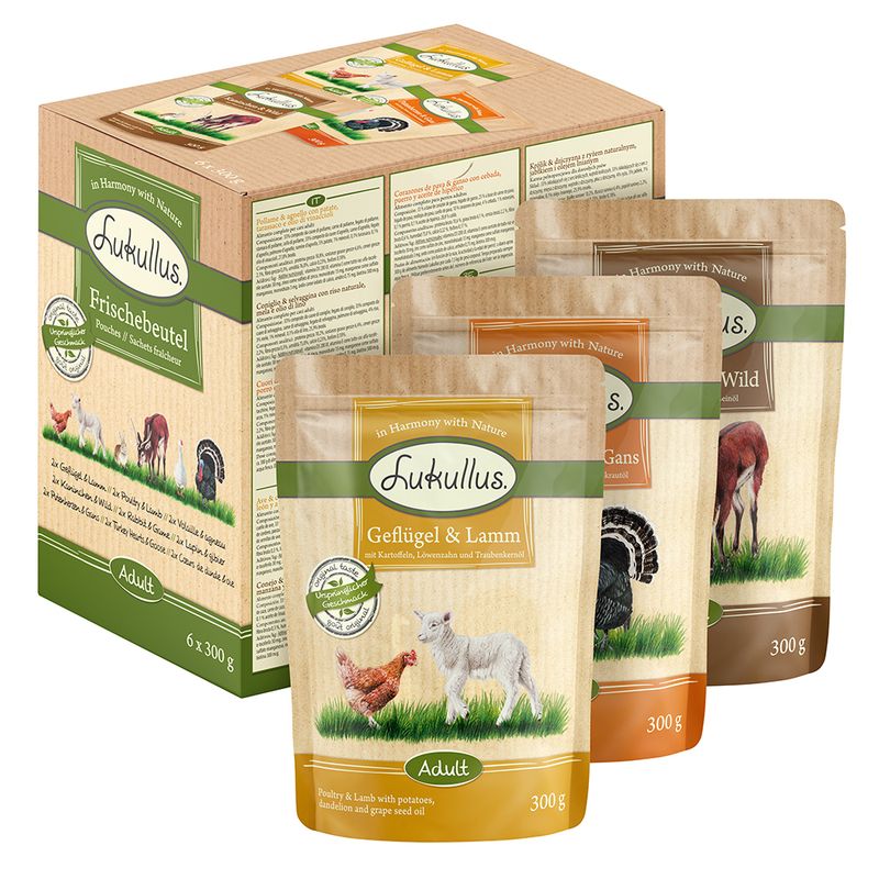 Lukullus Pouches Mixed Trial Pack 6 x 300g Mediterranean Mixed Trial Pack