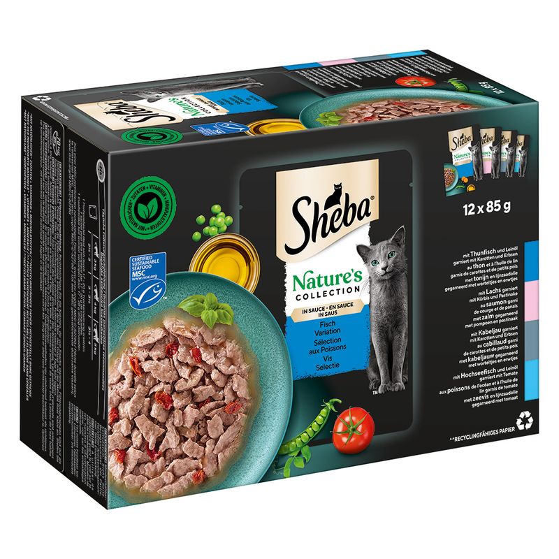 Sheba Nature's Collection in Gravy 12 x 85g Mixed Selection (Chicken, Turkey, Tuna, Salmon)