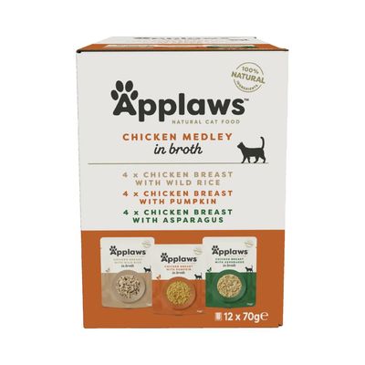 Applaws Pouches Cat Food in Broth Mixed Pack 12 x 70g Fish selection