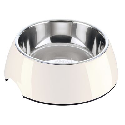 HUNTER melamine bowl white, with stainless steel inlet 160 ml, diameter 11 cm