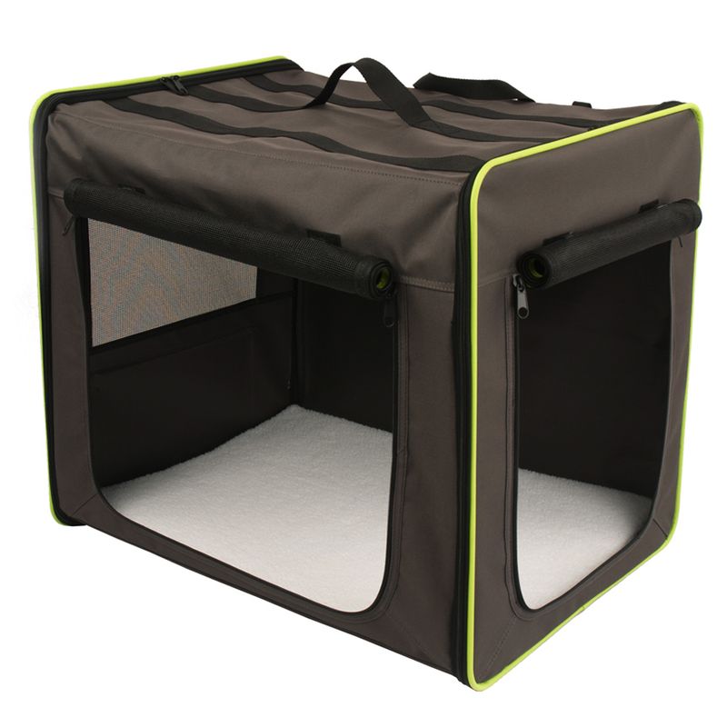 First Class Basic Transport Crate Size S: 53.5 x 38 x 46cm (L x W x H) Grey-Brown & Neon Green