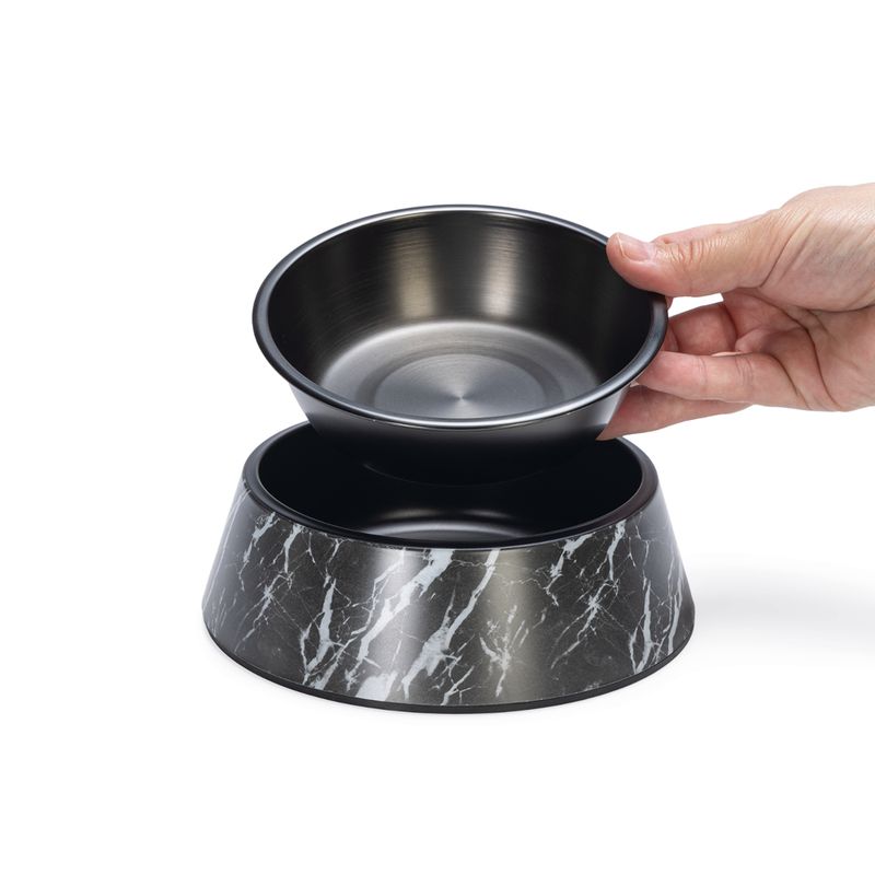 Designed by Lotte Marble Melamine Feeding Bowl - Black 350ml, diameter 17.5cm