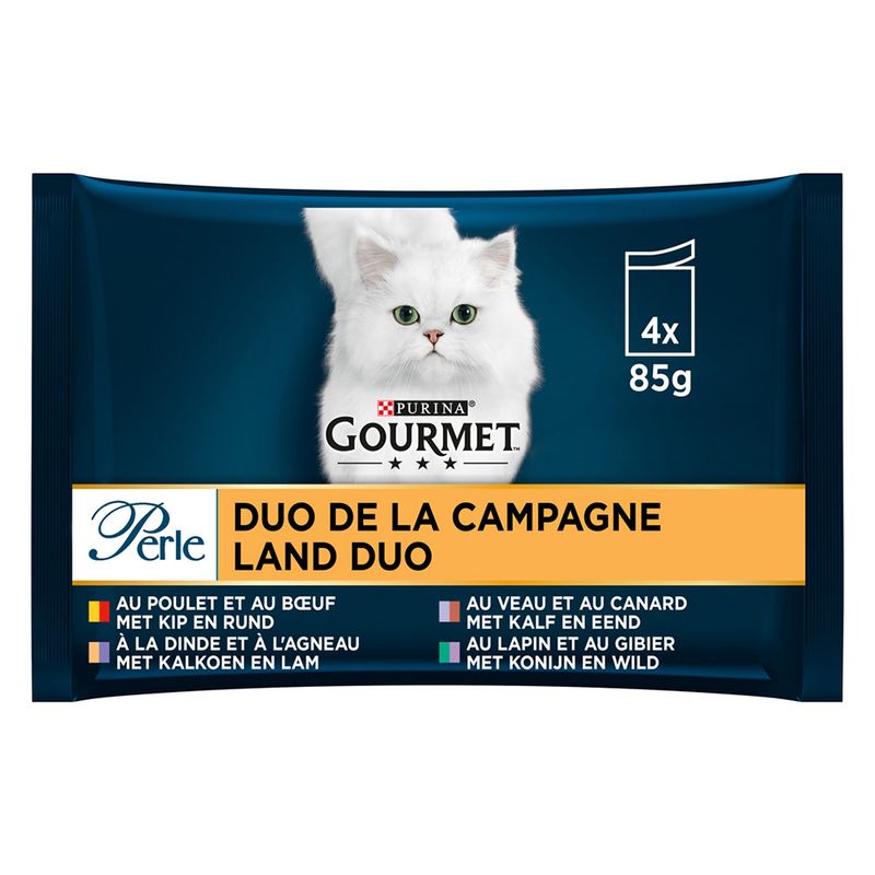 Gourmet Perle Mixed Pack 4 x 85g Turkey, Tuna, Duck & Lamb