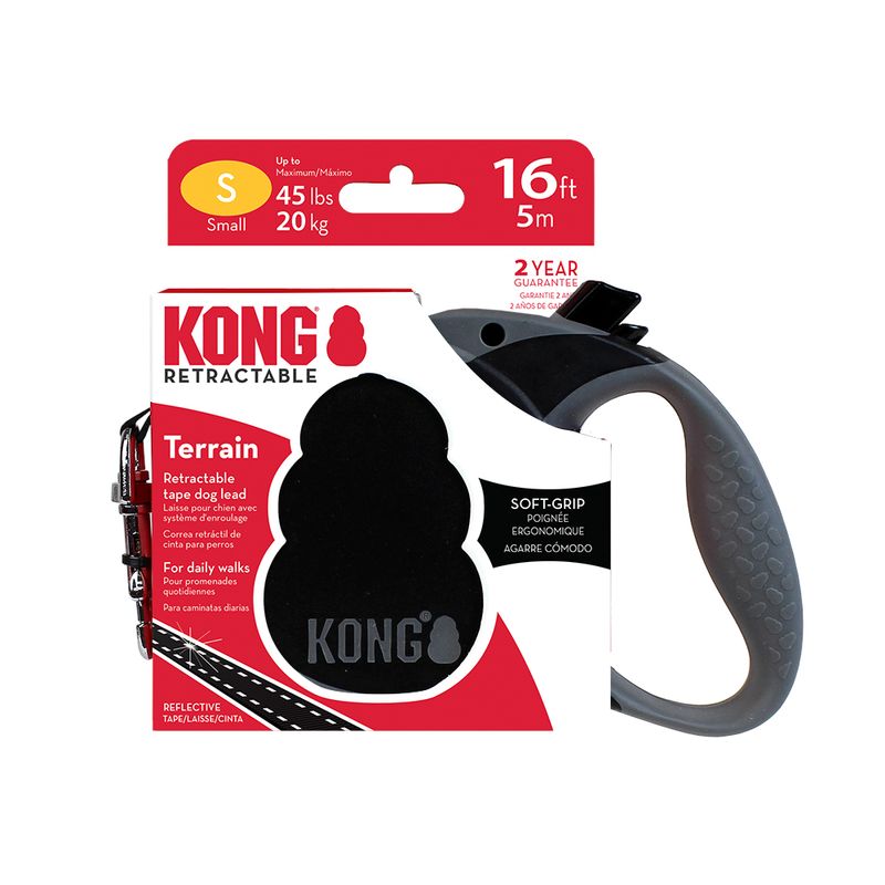 KONG Terrain Retractable Leash Black Size M: up to 30kg, leash length approx. 5m