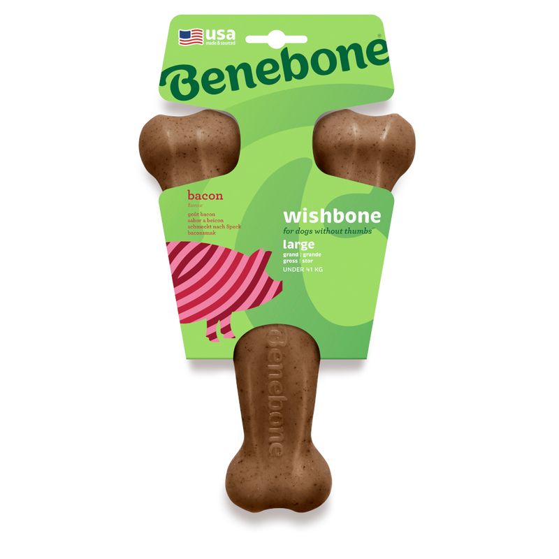 Benebone Wishbone Bacon Small: approx. 17.5 x 10 x 4cm (L x W x H)