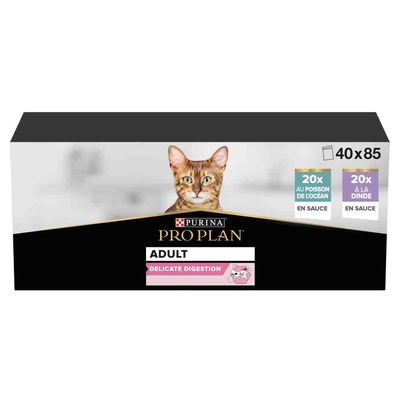 PURINA PRO PLAN Delicate Adult 40 x 85g Mixed Pack: Ocean Fish & Turkey