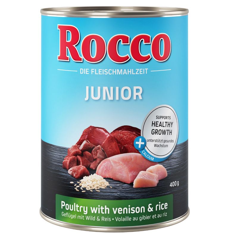Rocco Junior Saver Pack 12 x 400g Turkey with Veal Hearts & Rice
