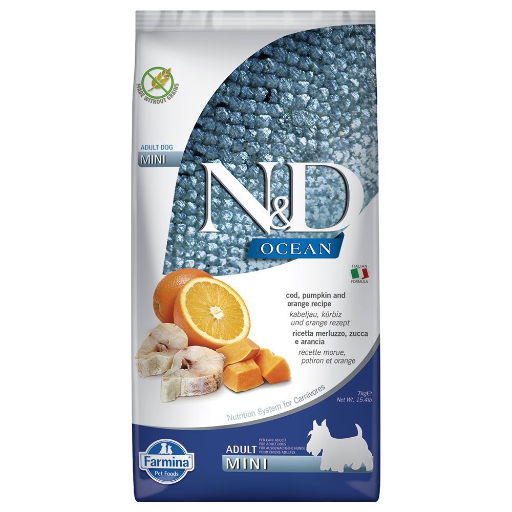 Farmina N&D Ocean Adult Mini with cod, squash and orange Economy Pack: 2 x 7kg