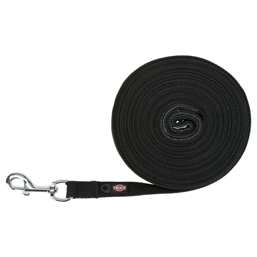 Trixie Cotton Drag Lead - Black Size: M-L: 5m long / 20mm wide