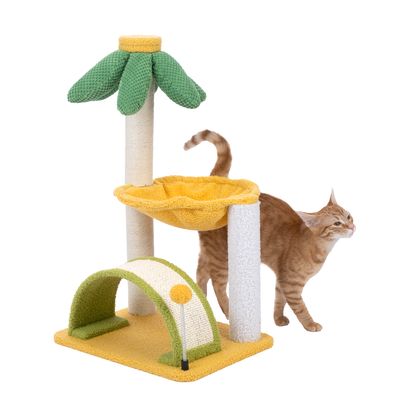 TIAKI Palm Scratching Tree with Hammock Yellow