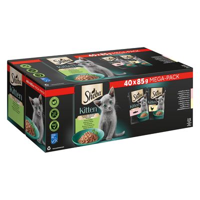 Sheba Kitten Pouches Varieties 40 x 85g Meat & Fish Collection in Gravy