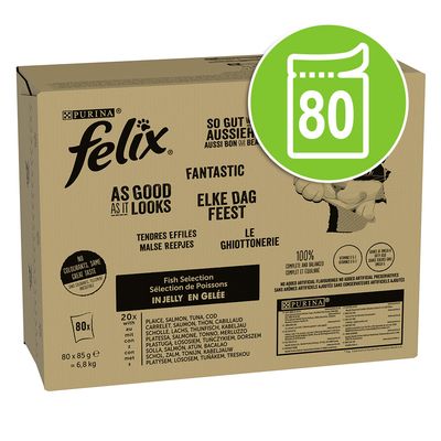 Felix As Good As It Looks Jumbo Pack 80 x 85g Fish Mix (4 Varieties)