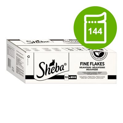 Sheba Pouches Saver Pack 144 x 85g Fine Flakes Poultry Selection in Jelly