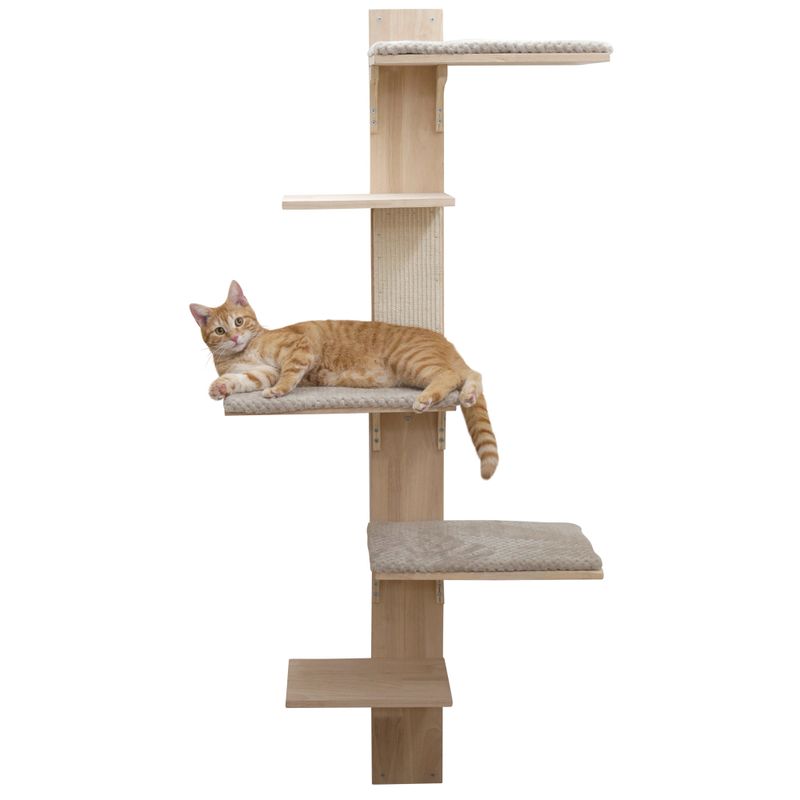 Kerbl Pet Timber Wall Scratching Post for Cats Natural / Grey