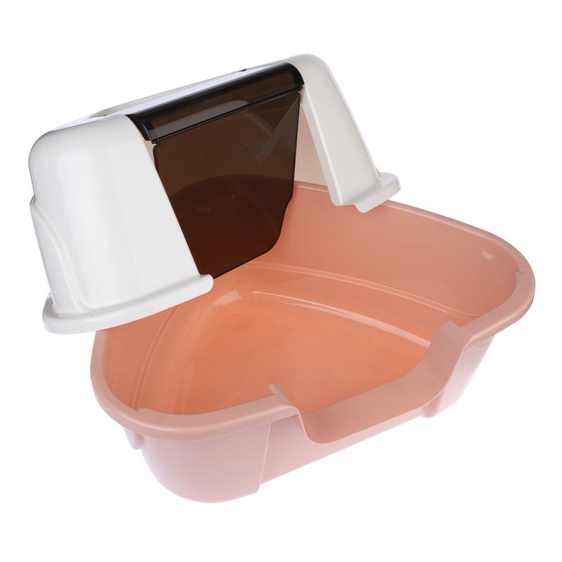 TIAKI Parfait Corner Hooded Litter Tray Cream/ pink