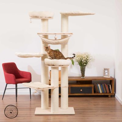 Natural Paradise Ceiling Cat Tree - Amaryllis Light Grey (2 packages*)