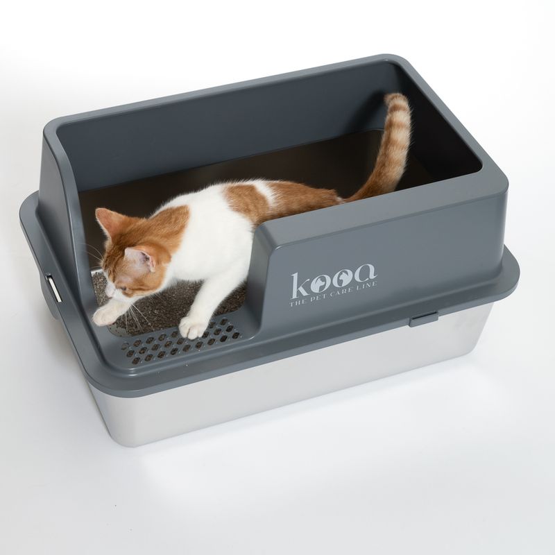 kooa Stainless Steel Litter Box Grey