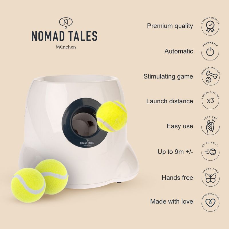 Nomad Tales Bloom Automatic Tennis Ball Launcher Mini: 26 x 27 x 21 cm (L x W x H)