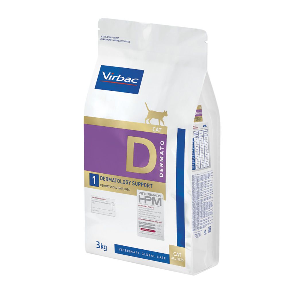 Virbac Veterinary HPM Cat Dermato D1 Economy Pack: 2 x 3kg