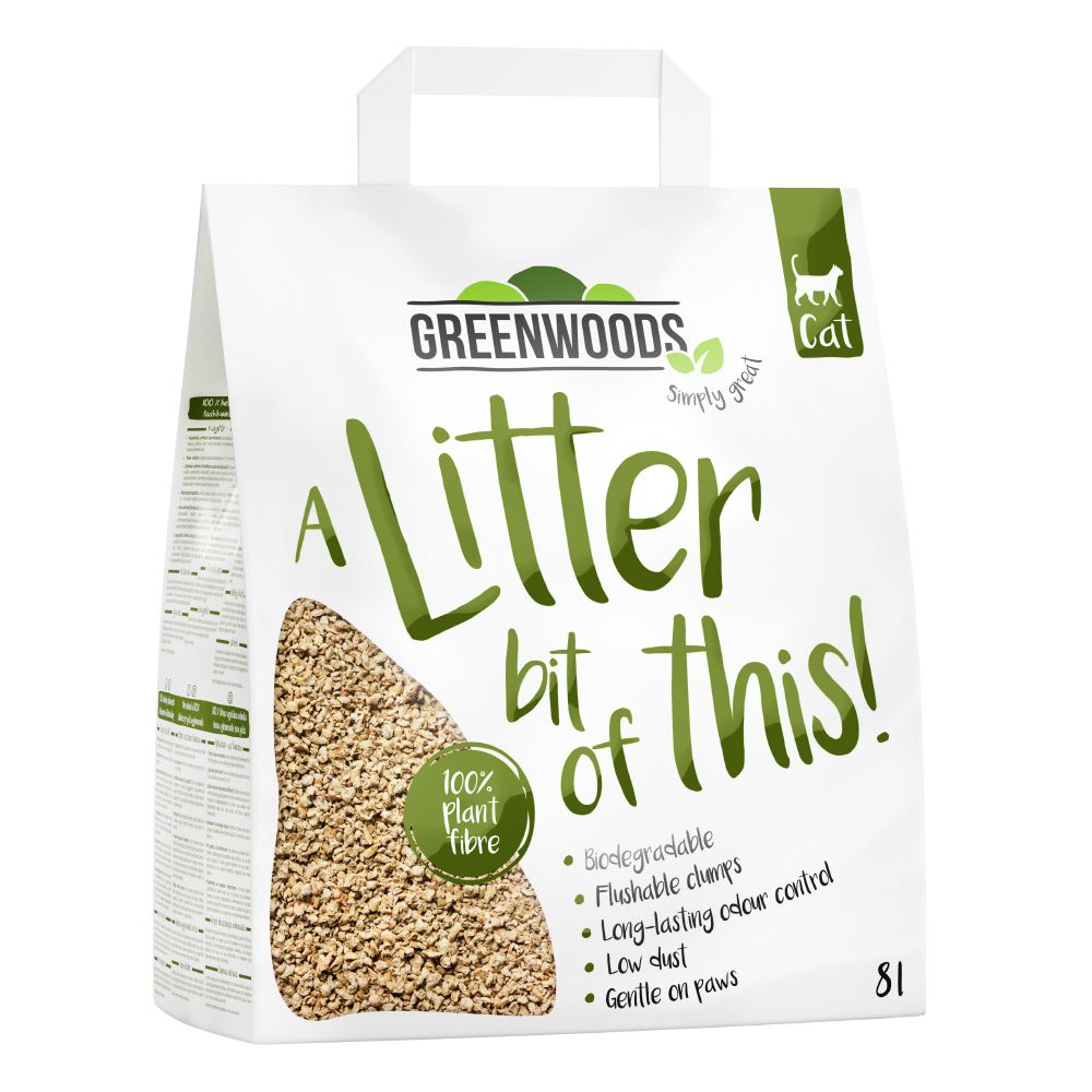 Greenwoods Plant Fibre Natural Clumping Litter Trial Pack 8l (approx. 3.4kg)