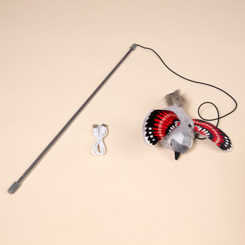 TIAKI Electronic Cat Fishing Rod Wall Runner with Feathers 1 Toy