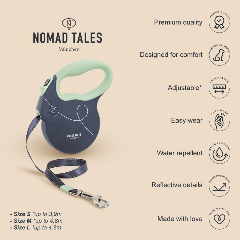 Nomad Tales Bloom Retractable Lead Liberty Size XS: up to 8.1kg