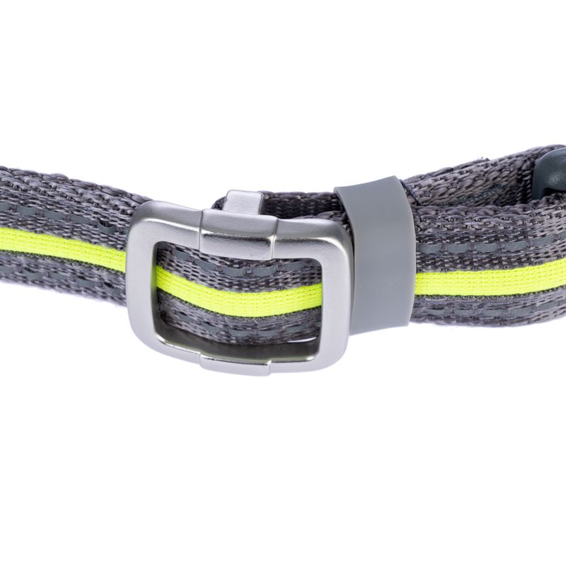 Nomad Tales Spirit USB LED Nylon Collar - Neon Yellow & Grey Size S/M: Neck circumference 35-50cm