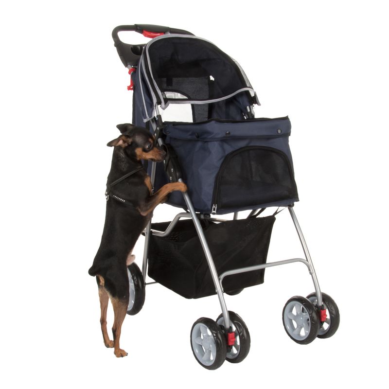 Sporty Pet Stroller for Small Dogs Navy Blue & Grey