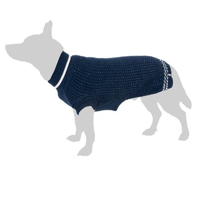 TIAKI Reflective Knit Dog Jumper - Dark Blue approx. 35cm Back Length