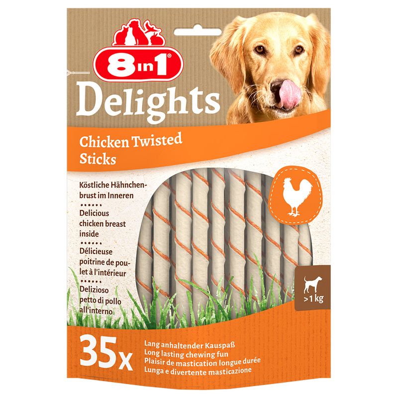 8in1 Delights Twisted Sticks for Small Dogs - Chicken 10 Sticks