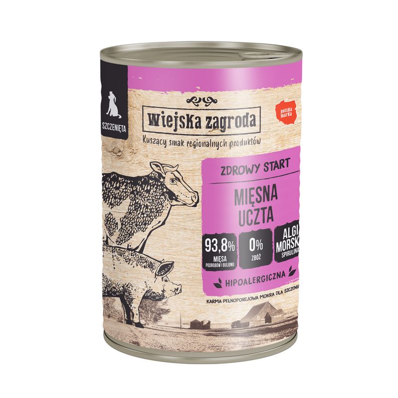 Wiejska Zagroda Dog 12 x 400g Wild Boar & Beef