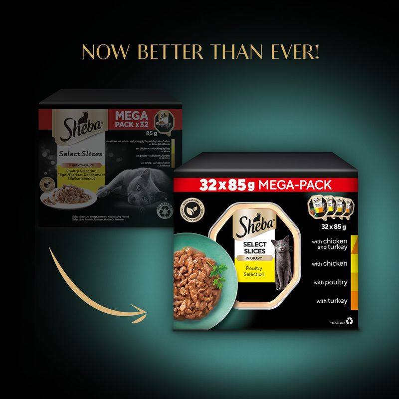 Sheba Varieties Multipack Saver Pack 32 x 85g Poultry Collection Select Slices in Gravy