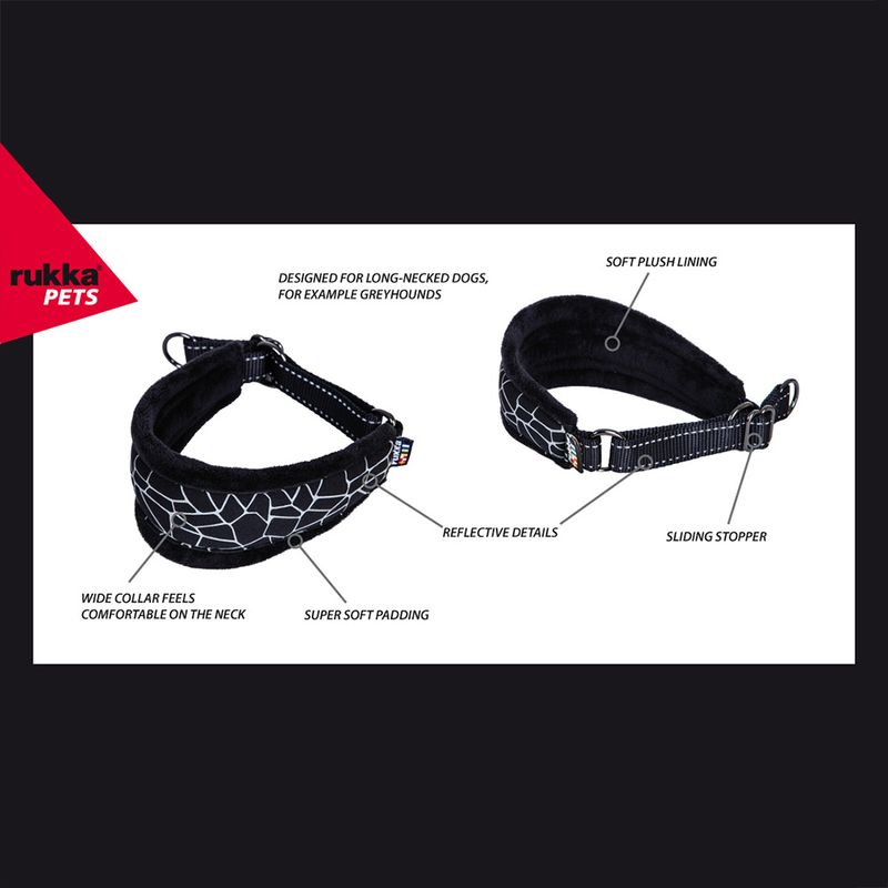 Rukka® Cube Dog Collar - Black Size S: 26-32 cm neck circumference, 6cm (W)