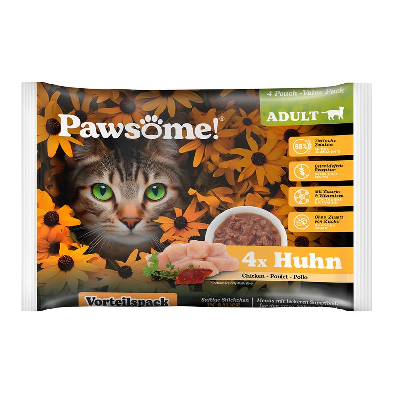 Pawsome Adult Cat Saver Pack 8 x 85g Beef