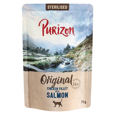Purizon Adult Grain-Free Sterilised 6 x 70g Chicken Fillet with Salmon