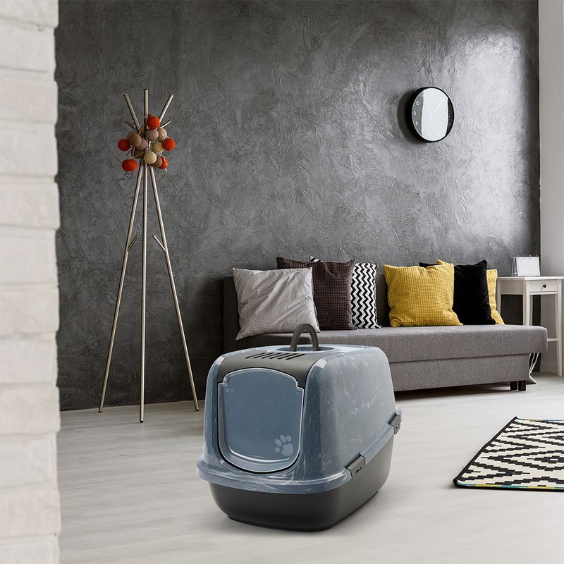 Savic Nestor Jumbo Marble Cat Litter Tray Anthracite white marble / black