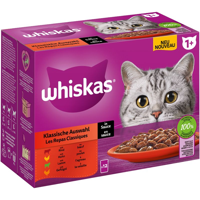 Whiskas 1+ Adult Pouches 12 x 85g Poultry Feasts in Gravy