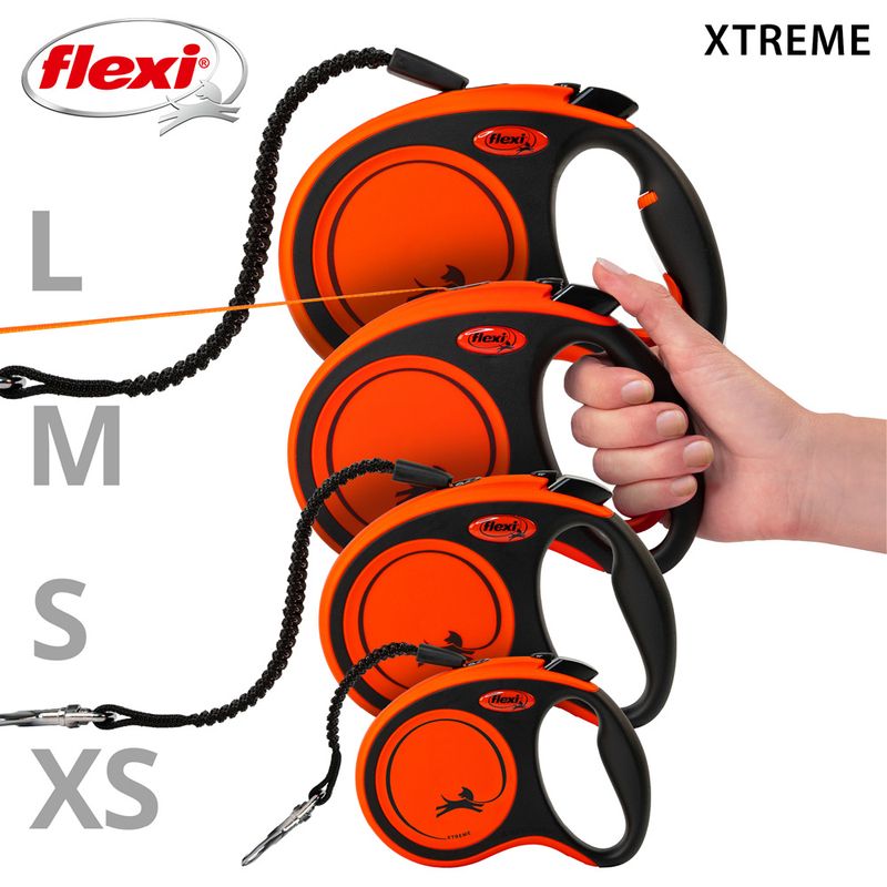 flexi Xtreme Tape Lead – Orange, 8m Size L: up to 55kg