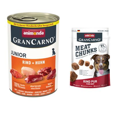 animonda Wet Dog Food + 80g animonda Gran Carno Dog Snack Free! * Adult Multi-Meat Cocktail (6 x 800g) + Meat Chunks - Medium/Maxi Pure Beef (80g)