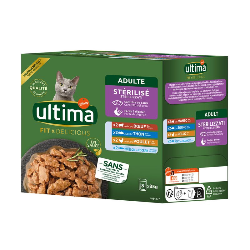 Ultima Sterilised Cat Saver Pack 48 x 85g Mixed Pack I (Chicken, Turkey, Salmon, Trout)
