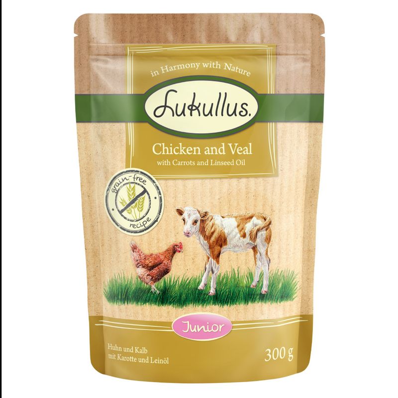 Lukullus Junior Grain-Free Pouches 6 x 300g Poultry & Game
