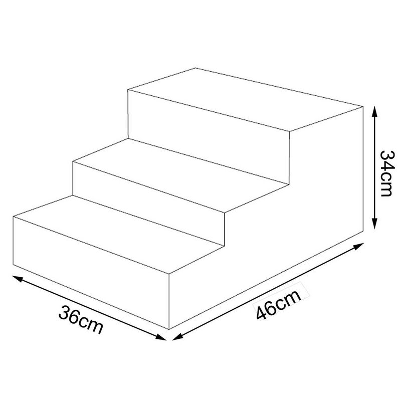 Lionto Pet Staircase with Plush Cover Beige: 46 x 36 x 34cm (L x W x H)