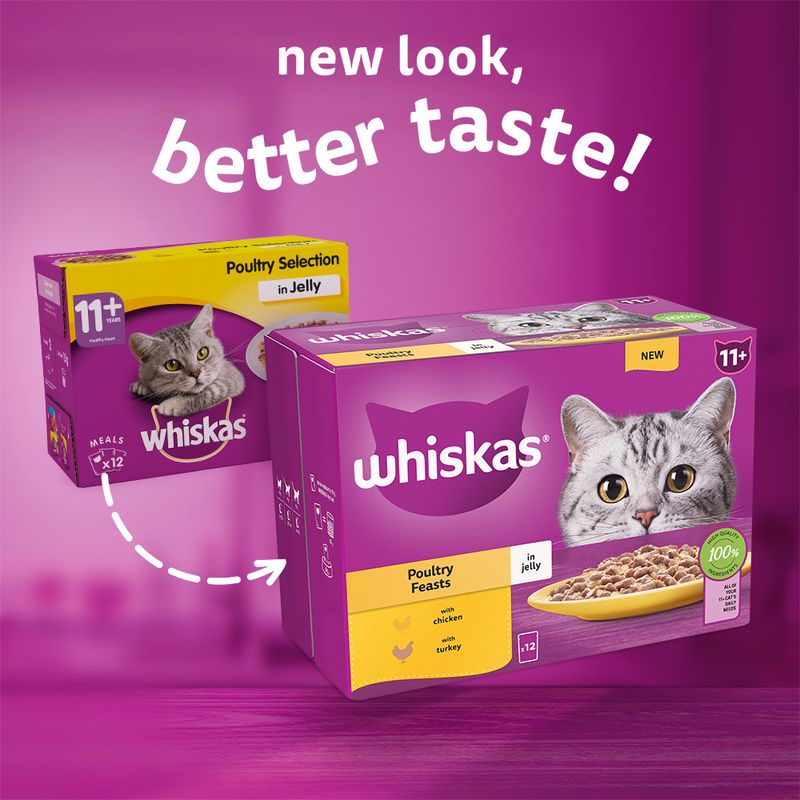 Whiskas Senior Pouches 12 x 85g 11+ Poultry Selection in Jelly